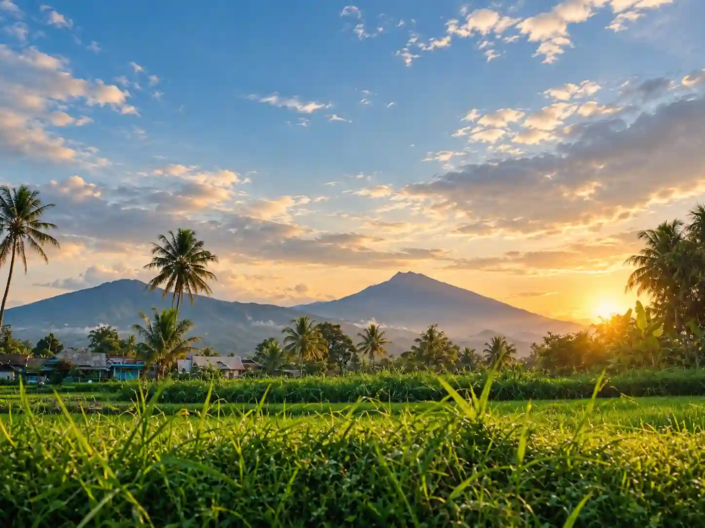 Rice fields and mountains around Tetebatu, East Lombok